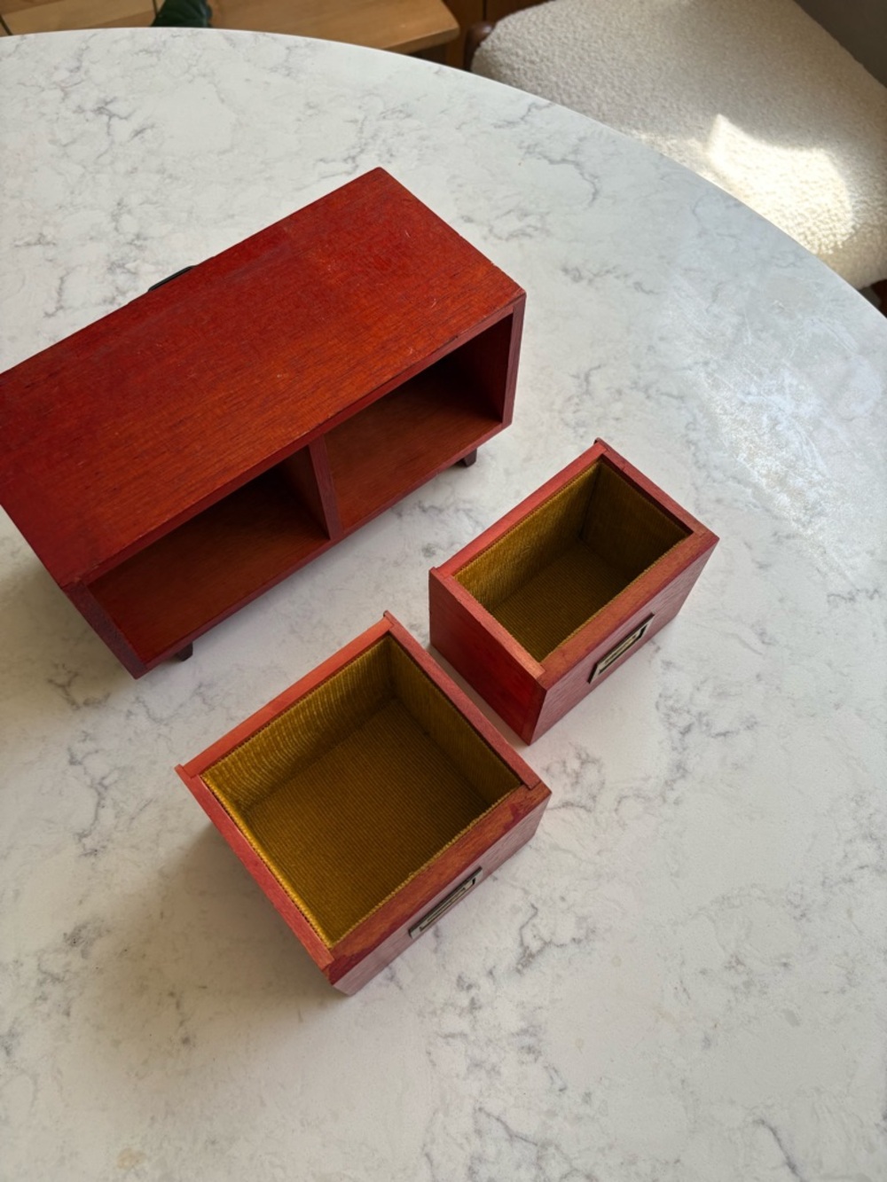 Vintage Wooden Jewelry Organizer with Two Removable Drawers